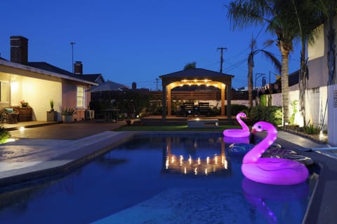 Pool area at night
