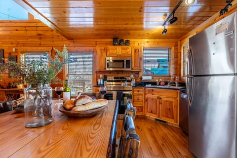 Dining table has seating for 6.