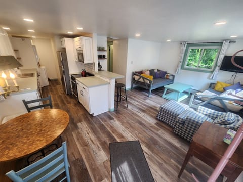 Newly rehabbed garden apartment with a 5 piece kitchen and washer and dryer.