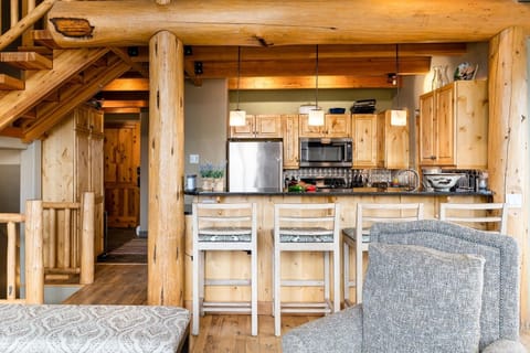 Indoors, Hardwood, Kitchen, Stained Wood, Microwave