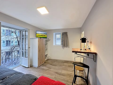 General view of the studio with large French window.