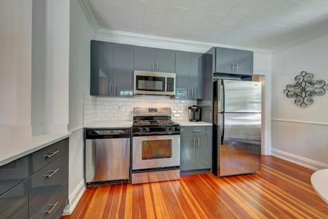This well-appointed kitchen is a great space for cooking meals and hanging out  