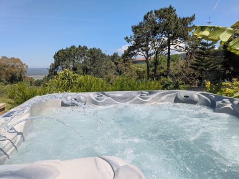 Seating 5 people the hot tub has 64 jets, LED lighting & bluetooth to play music