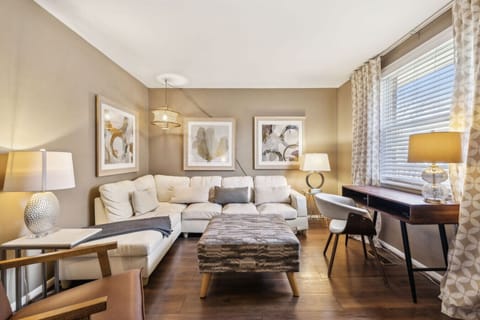 living room seating and work space