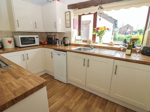 Fridge, dishwasher, cookware/dishes/utensils