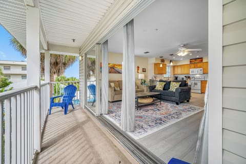 Livingroom opens to private balcony