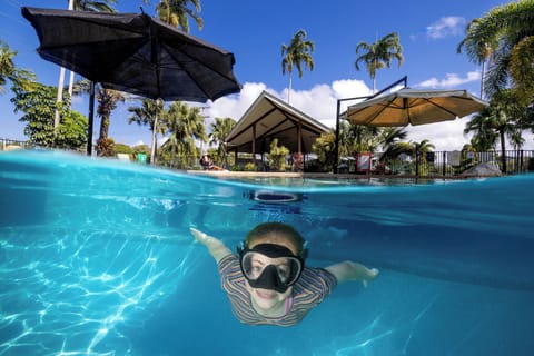 Outdoor pool, pool umbrellas