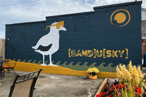 Sandusky mural at outdoor patio