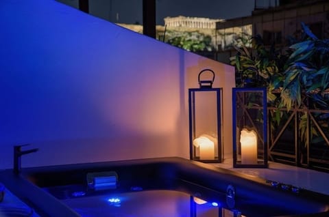 Direct Acropolis View from Patio/Balcony and inside the private Plunge Pool 