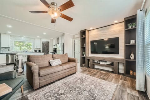 Living room with sofa that has a pull out Queen sofa bed