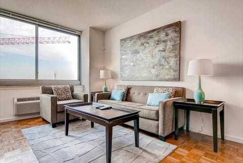 Jersey City 1 Bedroom River View Living Room