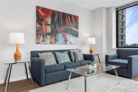 Jersey City 2 Bedroom River View Living Room