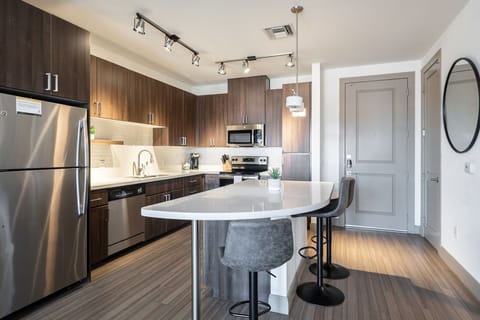 Apartment | Private kitchen | Fridge, microwave, oven, stovetop