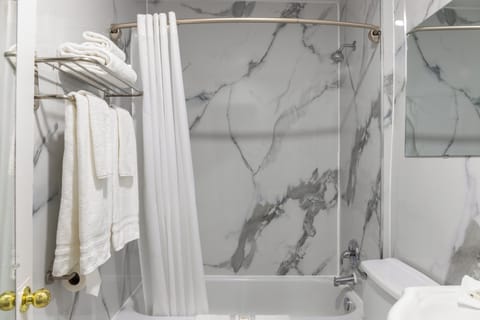 Towels, soap, shampoo, toilet paper