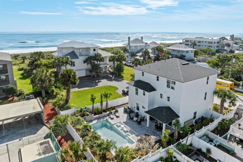 View of The Twin Palms Backyard Oasis only steps from the Beach!