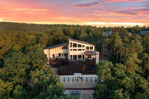 Aerial back view of cabin