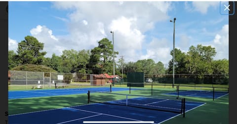 Dedicated pickleball courts at the park across the street.