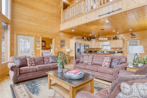 Kick back and relax by the fireplace.