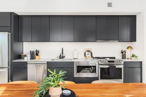 Our kitchen is fully stocked, with high-end appliances and all the utensils/dishware you'd need to enjoy a great meal.