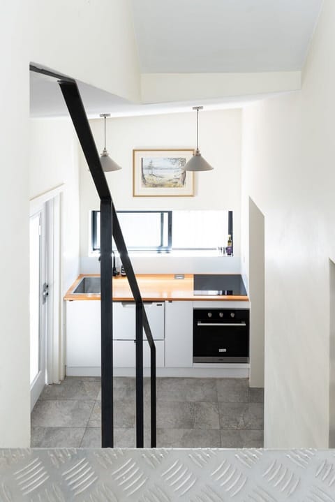 Step down to the lower floor