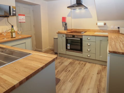 Fridge, electric kettle, cookware/dishes/utensils