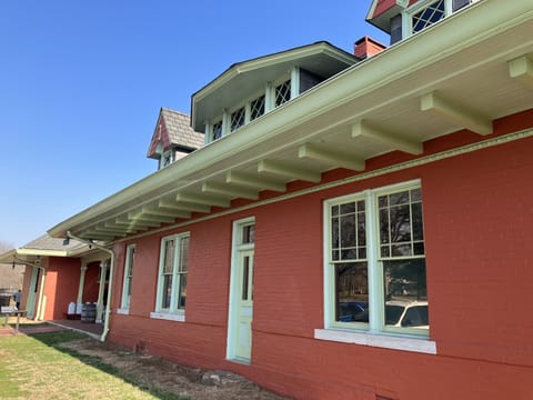 Old train depot at Mammoth Spring Park, 1 mile away