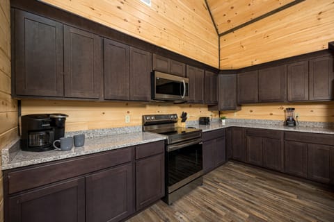 The kitchen is fully equipped with everything you would need to cook a nice meal