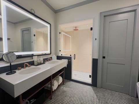 Standard Double Room, 2 Queen Beds | Bathroom | Hair dryer, bathrobes, towels, soap