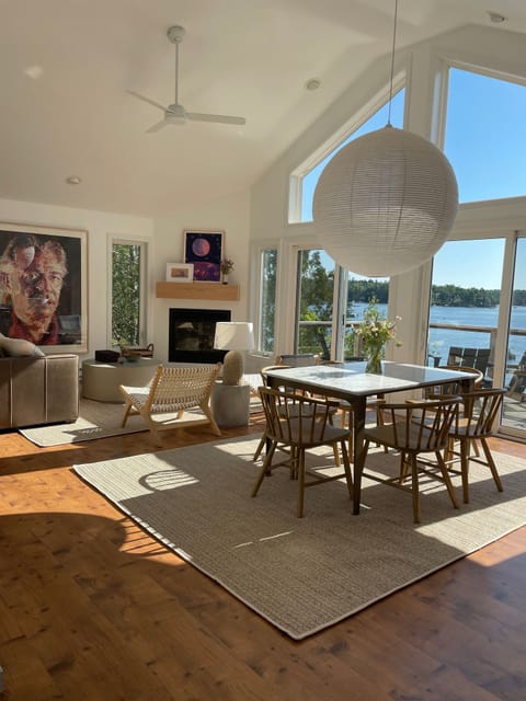 Dining Area and main floor livingroom area with propane fireplace.  