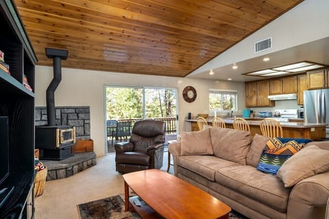 Family room with view of kitchen