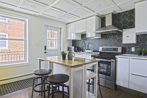 Kitchen view toward entrance