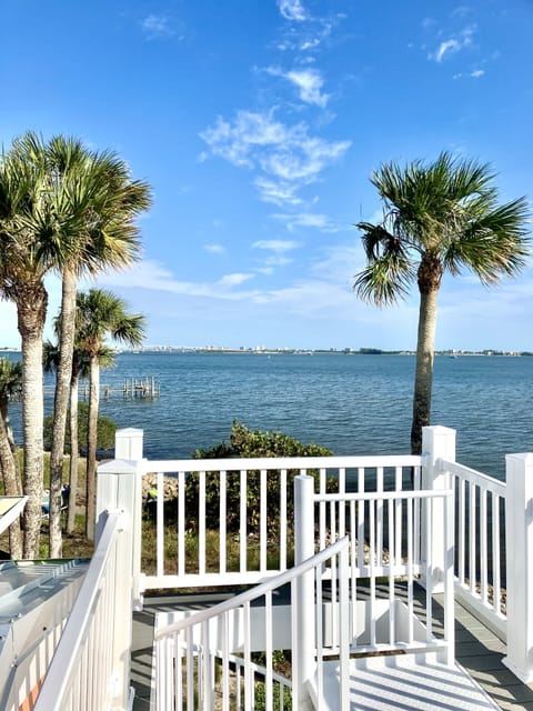 Roof top deck with an expansive view of the Indian River Intercoastal.