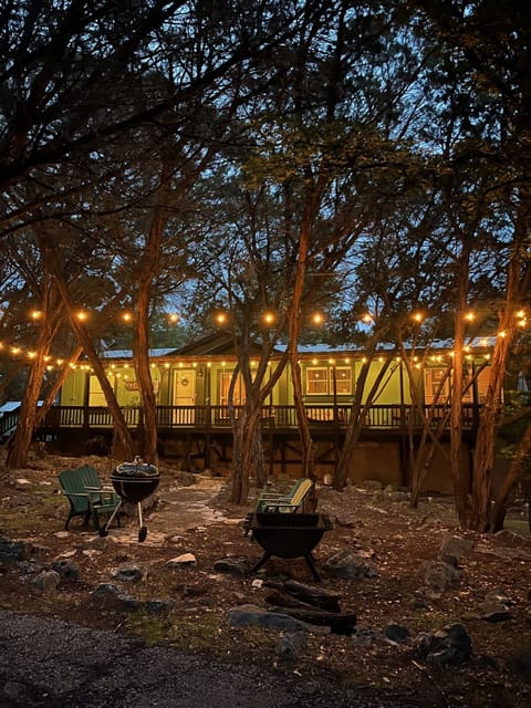 Lights make entry easy at night and for firepit/grill area--just for fun