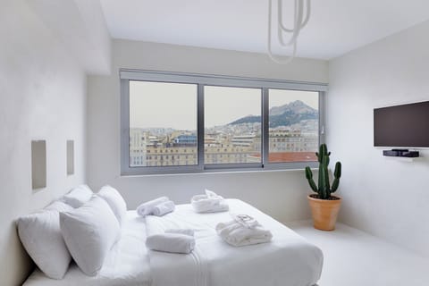 Suite No 2 with Lycabettus Hill View | Egyptian cotton sheets, premium bedding, pillowtop beds