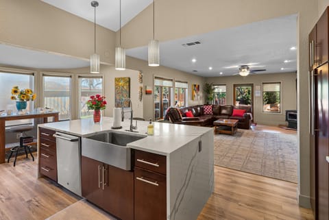 Kitchen with Island - Enchanted Desert Oasis - Vivid Sedona - Kitchen - 77 Wild Horse Mesa Drive, Village of Oak Creek, Sedona AZ - Enchanted Desert Oasis - Vivid Sedona
