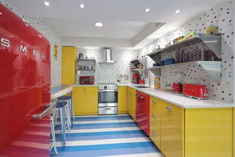 Playful Popeye-themed décor throughout the kitchen makes this space truly one-of-a-kind.