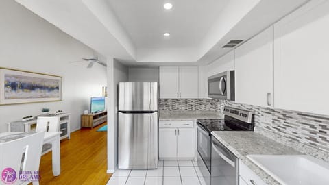 Newly remodeled kitchen with stainless steel appliances