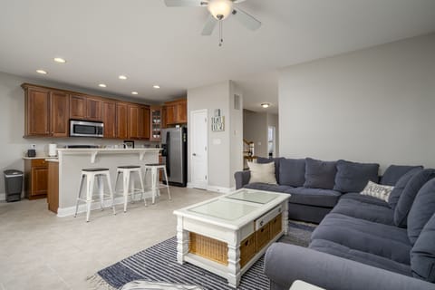 kitchen and living area with TV