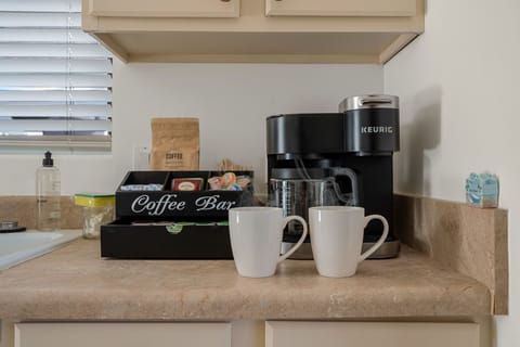 Start your mornings at the fully-stocked Coffee Bar - enjoy a full-sized brew of drip coffee or select your favorite K-Cup for a single serve.