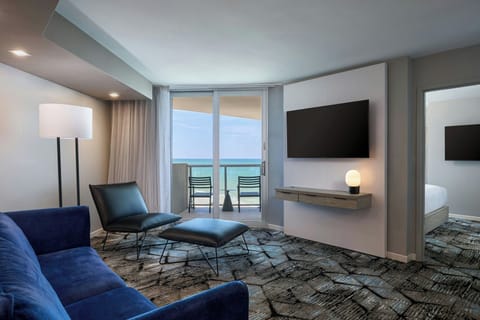 Suite, 1 Bedroom, Balcony (View) | Living room | 55-inch flat-screen TV with cable channels, Netflix, streaming services