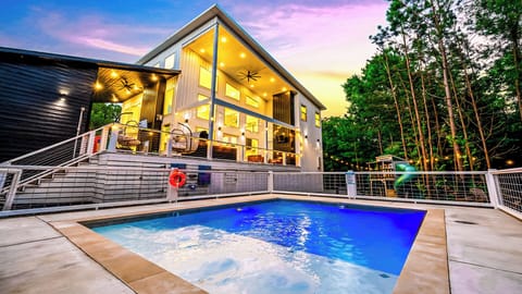The pool is the heart of the amazing outdoor space