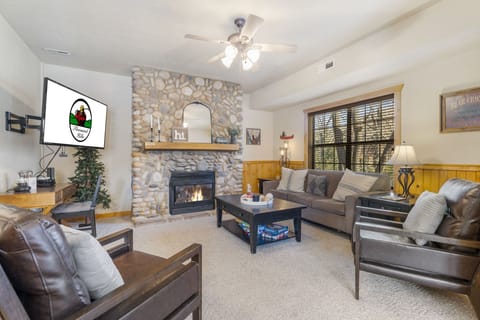 Living Room with Gas Fireplace & Cable TV