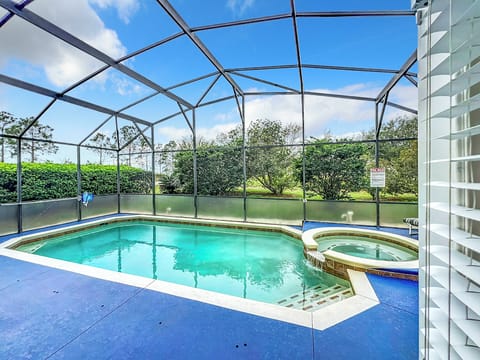 Our private pool with SPA ready for your stay