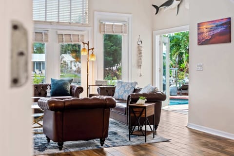 House, Multiple Beds, Pool Access, Garden View (Cocoon Island Villa) | Living area | 42-inch flat-screen TV with digital channels, fireplace