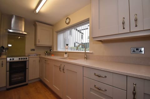 Our locally made kitchen with quartz worktop and all appliances needed.