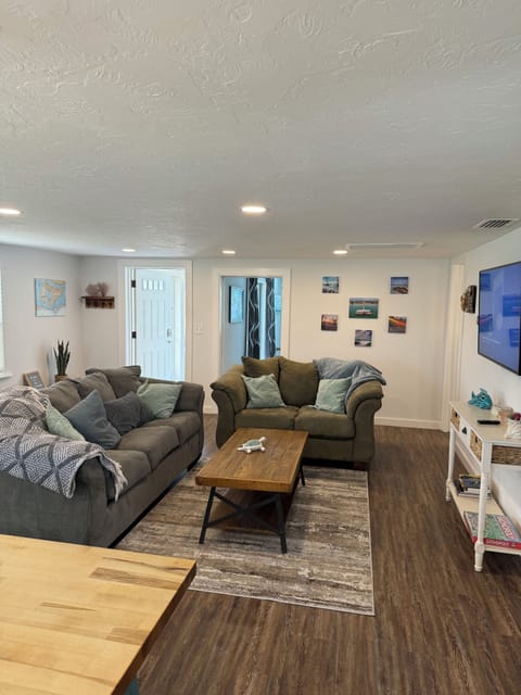 Queen sleeper Sofa, and smart tv.