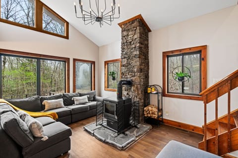 Living Area | Fireplace | Backyard Water Stream