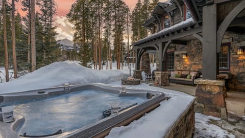 Private hot tub and fire pit on lower level patio