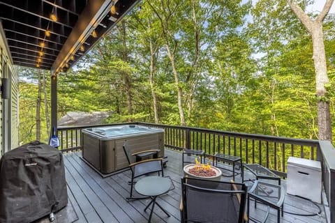 Morning coffee spot with forest views from the private deck