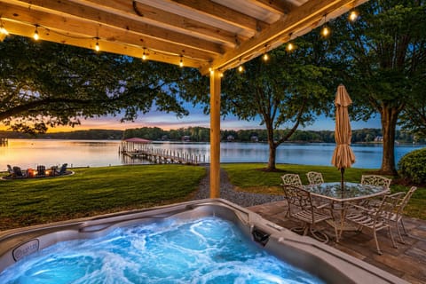 Brand new hot tub overlooking the lake.